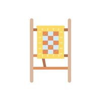 Quilt on a wooden ladder displaying a checked pattern vector