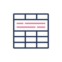 Data table illustration with pink text on White Background vector