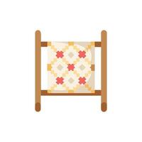 Flat illustration of quilt on rack with geometric pattern vector