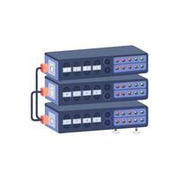 Stacked Servers with Lights and Connected Cables Illustration vector