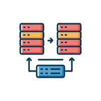 Data Migration with Servers, Connection and Arrow Indicator vector