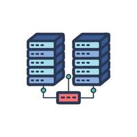 Simplified illustration of connected server stacks against a White Background vector