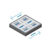 Isometric network panel icon design for web interface vector