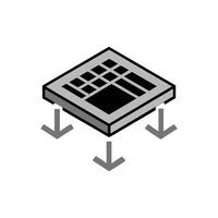 Grey floor graphic with three downward pointing arrows below vector