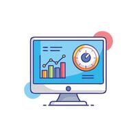 Computer screen displaying data analytics with colorful graphics vector