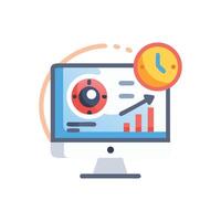 Digital business progress concept displayed on computer with clock vector