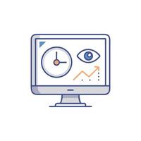 Data analysis visualization on computer monitor screen with analytics vector
