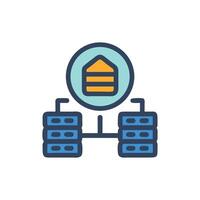 Decentralized Database Network icon representing interconnected data storage vector