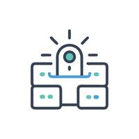 Centralized network system icon with glowing server communication vector