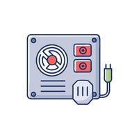 Cartoon illustration of computer power supply unit vector