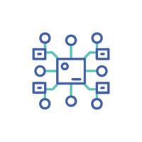 Digital network connectivity hub outline against White Background vector