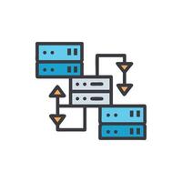 Schematic servers connecting to central server in network vector