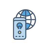 Connected global network with mobile application technology concept design vector
