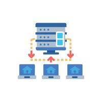 Server database communication between computers network data flow illustration vector