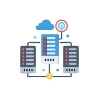 Cloud computing network connection with servers and data management vector
