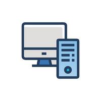 Stylized desktop computer and tower on a White Background vector