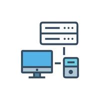 Modern Flat Icon Style Network Setup With Computer Server vector