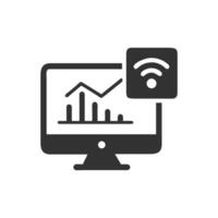 Data analysis on computer with wifi signal connection graphic vector