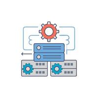 Server configuration and data flow diagram on White Background vector