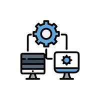 Illustration of connected computers with gear on a White Background vector