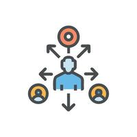Flat icon depicting hierarchical communication or organizational structure network vector