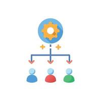 Flat design style management structure with gear icon leader vector
