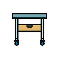 Stylized bedside table illustration with a drawer and pulls vector