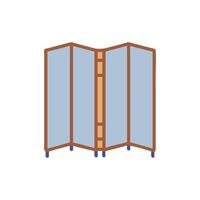 Stylized folding screen room divider on solid background illustration vector