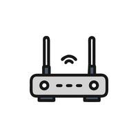 Flat icon of a wireless router with antennas vector