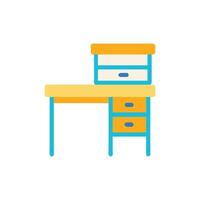 Illustration of a Modern Desk with Drawers and Shelving vector
