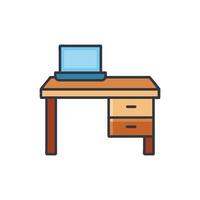 Office desk with laptop computer isolated on White Background vector