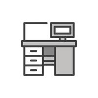 Minimalist desk with computer and drawers illustration icon vector