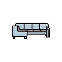 Modern light blue sectional sofa on a White Background vector