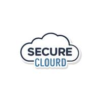 Secure cloud computing technology flat design on dark background vector