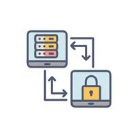 Data transfer with security between devices concept flat design vector