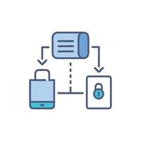 Data encryption process showcasing file transfer and security features vector