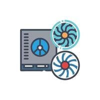 Stylized graphic card component with multiple fans illustration vector