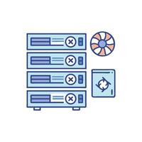 Isometric computer servers with cooling fan on White Background vector