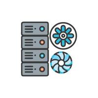 Illustration of server rack and cooling fan system vector