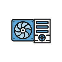 Computer server with fan icon on White Background vector