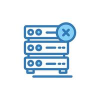 Server stack unavailable icon in blue outline style vector