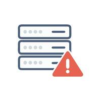 Data server failure warning icon on a White Background vector