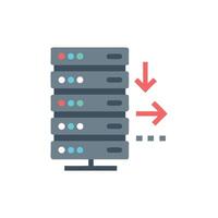 Data server with directional arrows indicating data transfer flow vector