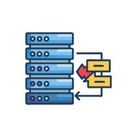 Stylized server data flow diagram illustration for processing concepts vector
