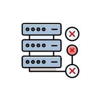 Data servers stack with denial or failure symbols beside them vector