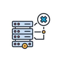 Server error icon with data rack flat design style vector