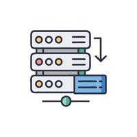 Abstract data server illustration with download arrow and interface vector