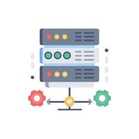 Flat illustration depicting data servers and processing power flow vector