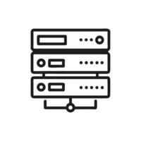 Three server racks icon outlined on a White Background vector