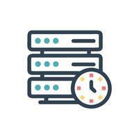Server stack with clock symbol data processing time concept vector